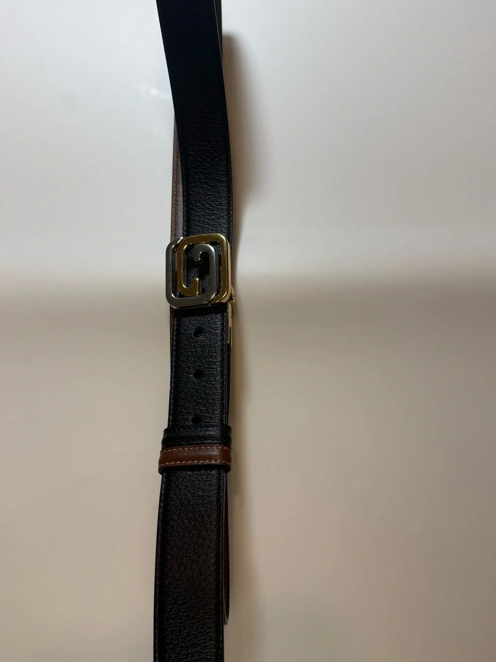 Authentic Gucci reversible belt with Black/Brown Leather Men's Gold Buckle